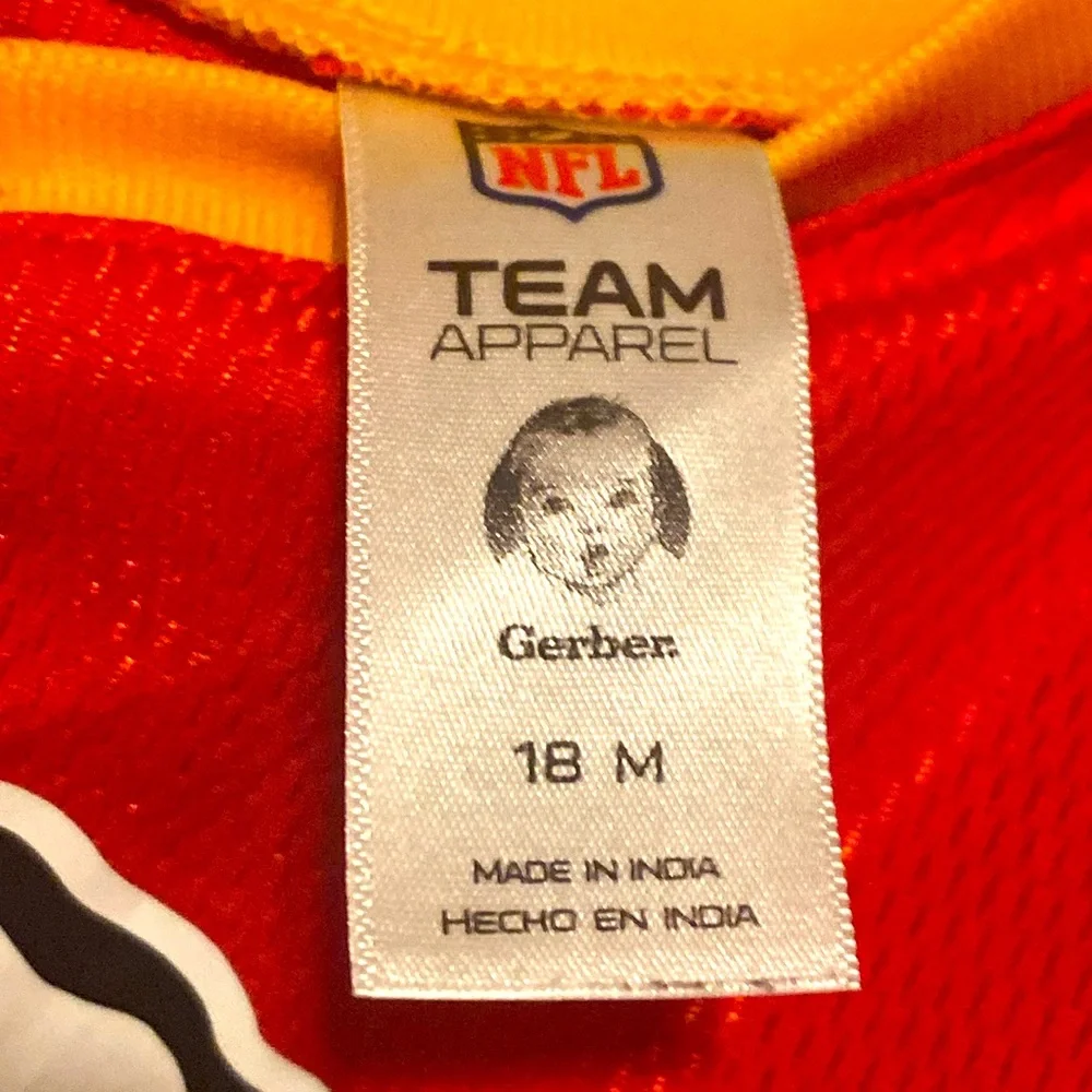 Kansas City Chiefs NFL Team Apparel Gerber Red and Yellow Kids Peplum Jersey 18M